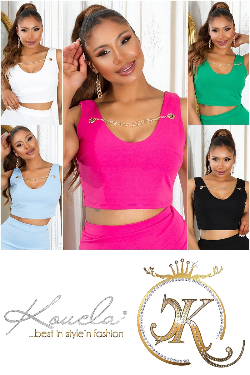 V-Neck Crop Top mit Deko Kette V-Neck Crop Top mit Deko Kette