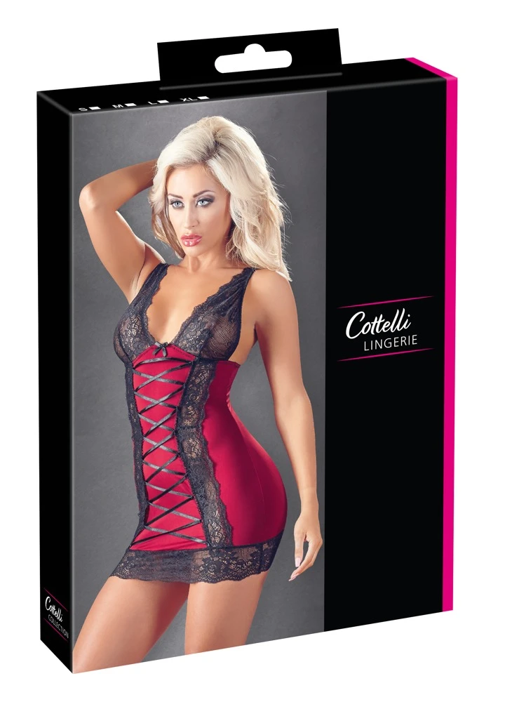 Cottelli LINGERIE Kleid Dessouskleid mit raffiniert Zierschrüng und Spitzeneinsätzen