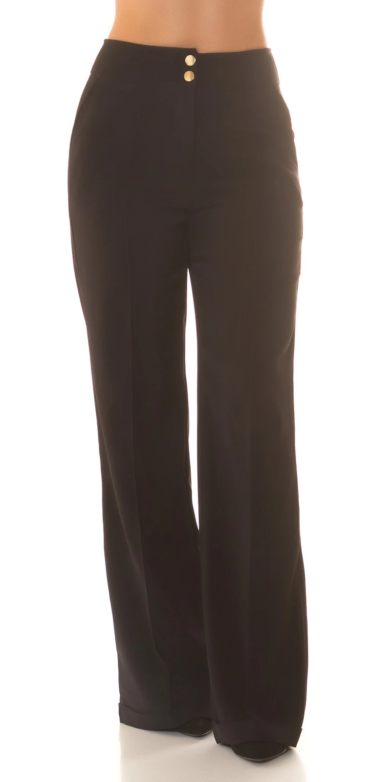 Highwaist Stoffhose Marlene Business Hose mit weitem Bein Schlaghose Bügelfalte und Krempel Highwaist Stoffhose Marlene Business Hose mit weitem Bein Schlaghose Bügelfalte und Krempel