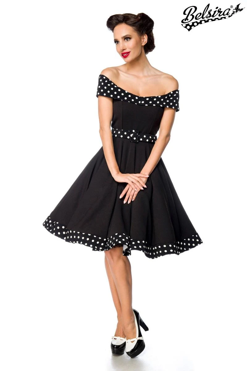 Schulterfreies Swing-Kleid mit Gürtel von Belsira Schulterfreies Swing-Kleid mit Gürtel von Belsira