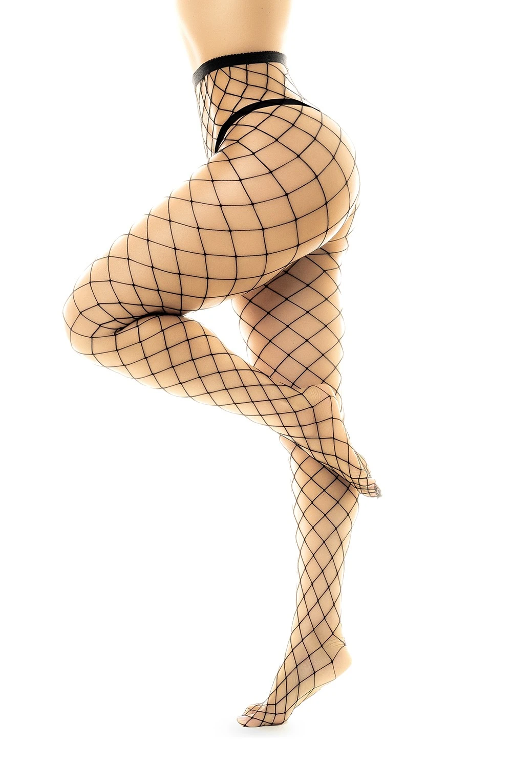 Sexy Grob Netzstrumpfhose aus elastischem Material, hoch geschnitten bis zum Bauch MAL1106BLK von Mapale