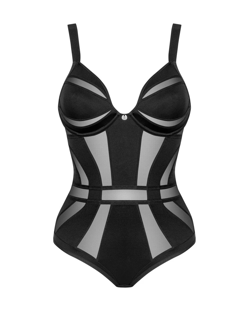 Obsessive schwarzer Body Chic Amoria mit kleinem Schmuckelement zwischen den Bügel-Cups. Klassischer Style im stilvollen Mix. Obsessive schwarzer Body Chic Amoria mit kleinem Schmuckelement zwischen den Bügel-Cups. Klassischer Style im stilvollen Mix.