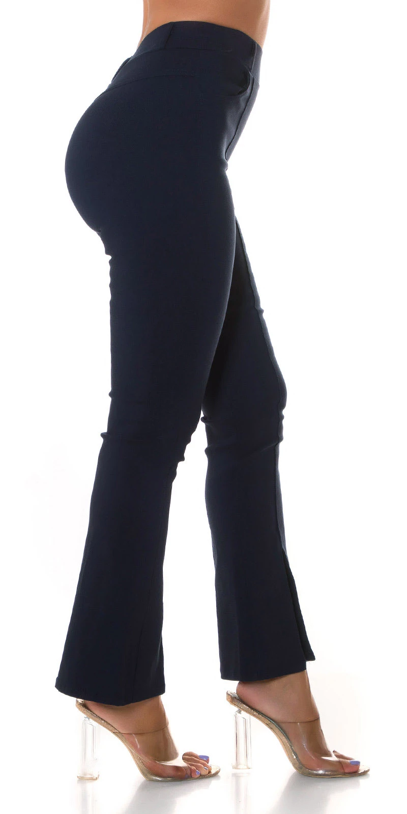 Business High Waist Schlag Treggings mit Deko Naht und Schlitz Business High Waist Schlag Treggings mit Deko Naht und Schlitz