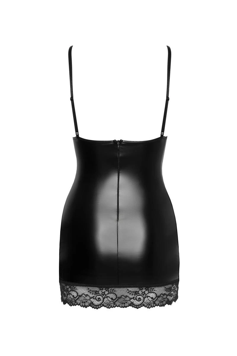 F282 Kurzes Powerwetlook Kleid mit Netz von Noir Handmade