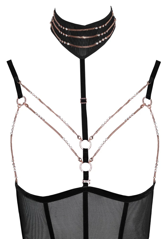 Abierta Fina Body ouvert mit abnehmbaren Strapsen
