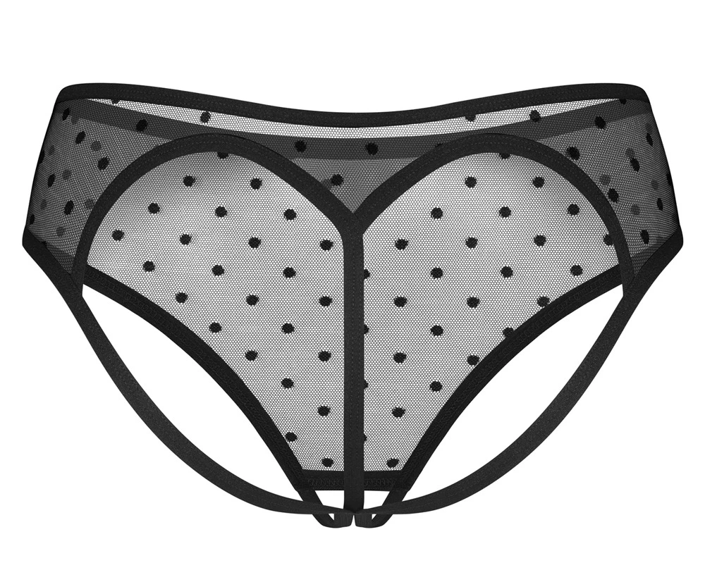 Panties Ouvert Nuites von Obsessive: Schwarze Transparenz, Pünktchen-Design und offener Schritt für aufregende Momente