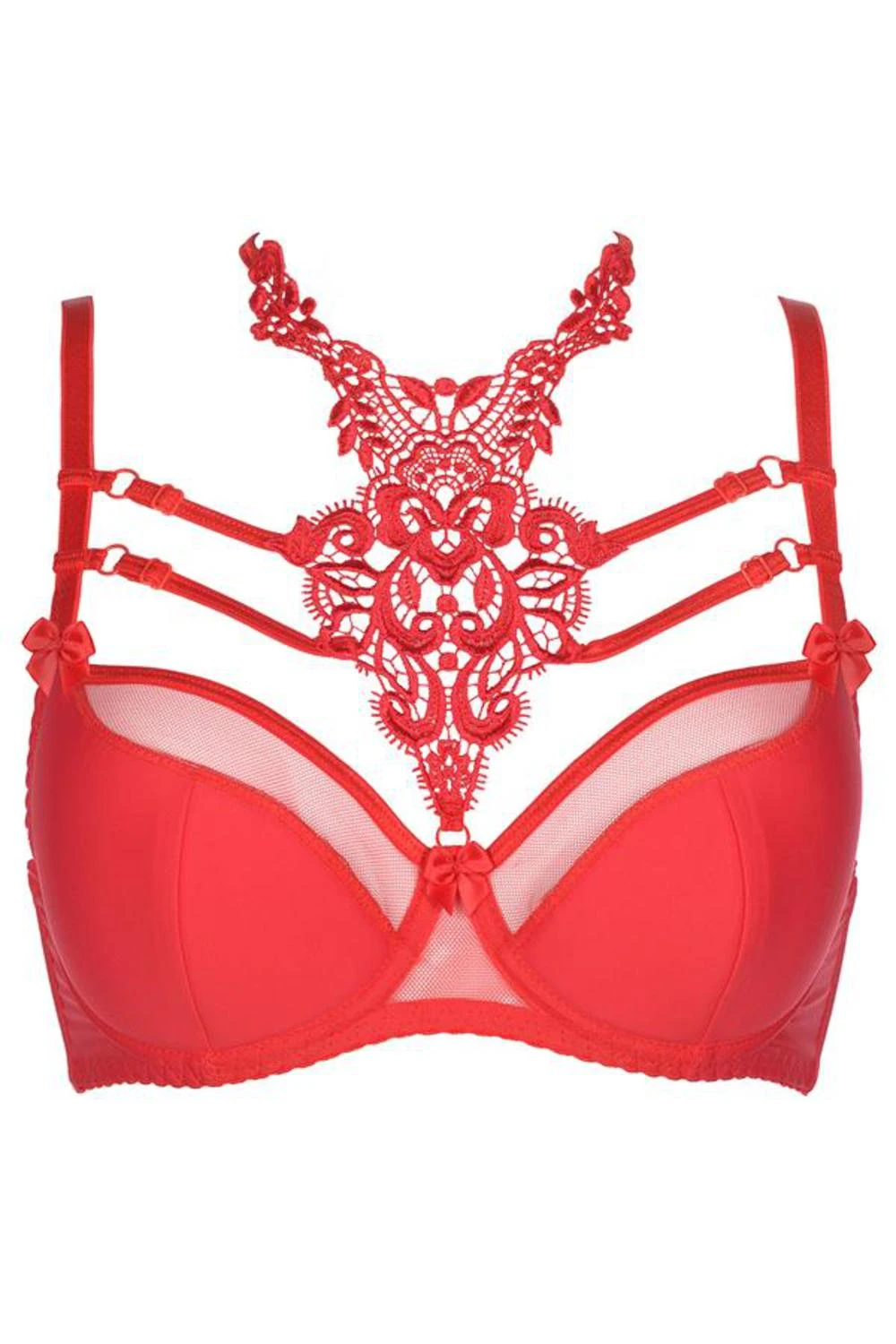 Axami Bügel BH aus Netz rot Dekor am Dekolletee Plus-Size