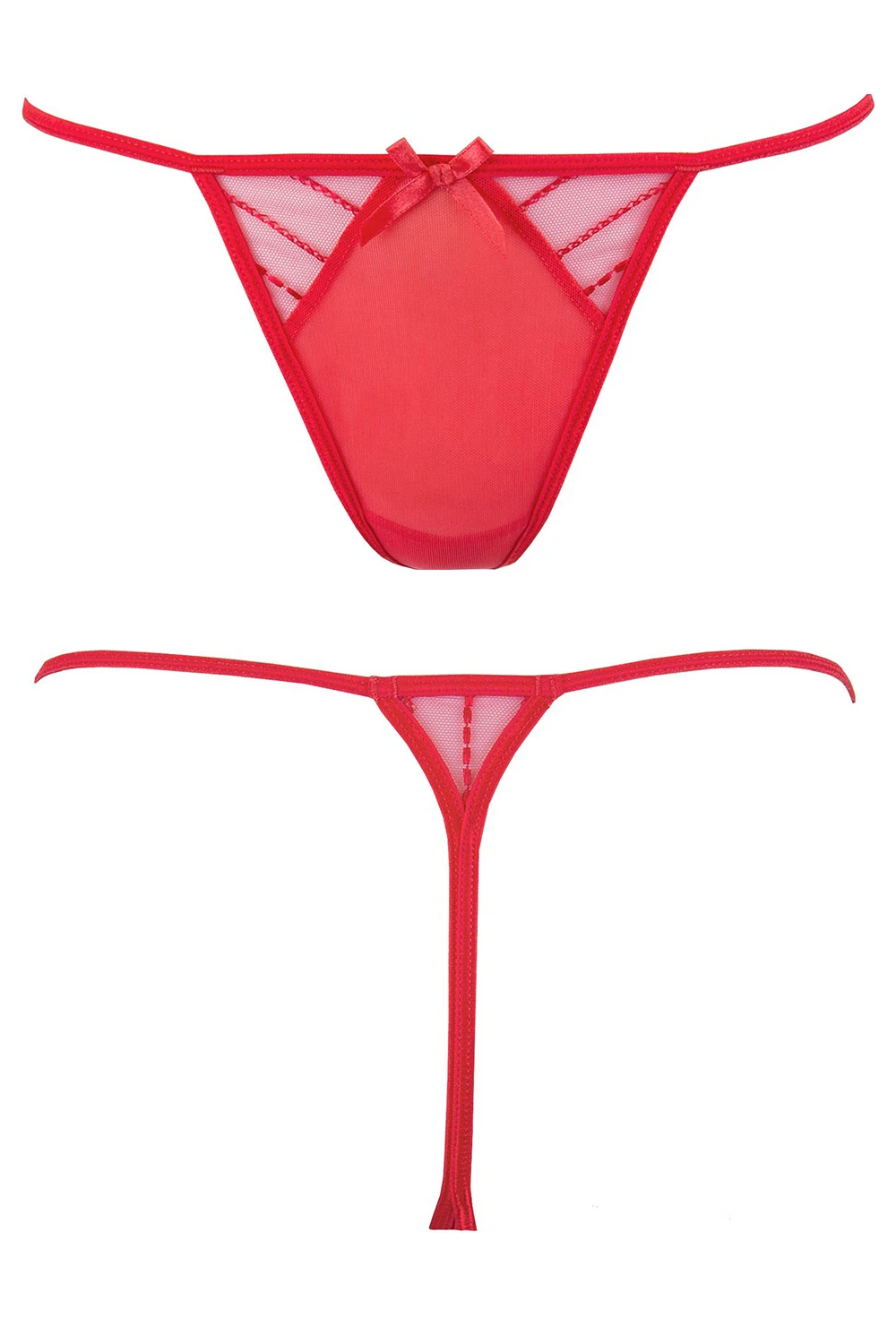 Axami rotes Babydoll aus weichem Tüll mit großer roter Schleife inklusive String Axami rotes Babydoll aus weichem Tüll mit großer roter Schleife inklusive String