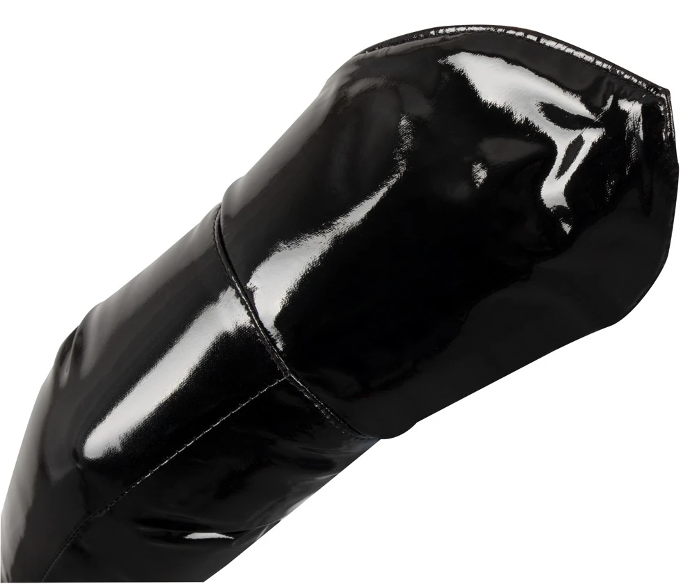 Extra lange Handschuhe von Black Level komplett im schwarzen Lackglanz. Bequemer Sitz an den Bündchen spitz zugeschnitten.