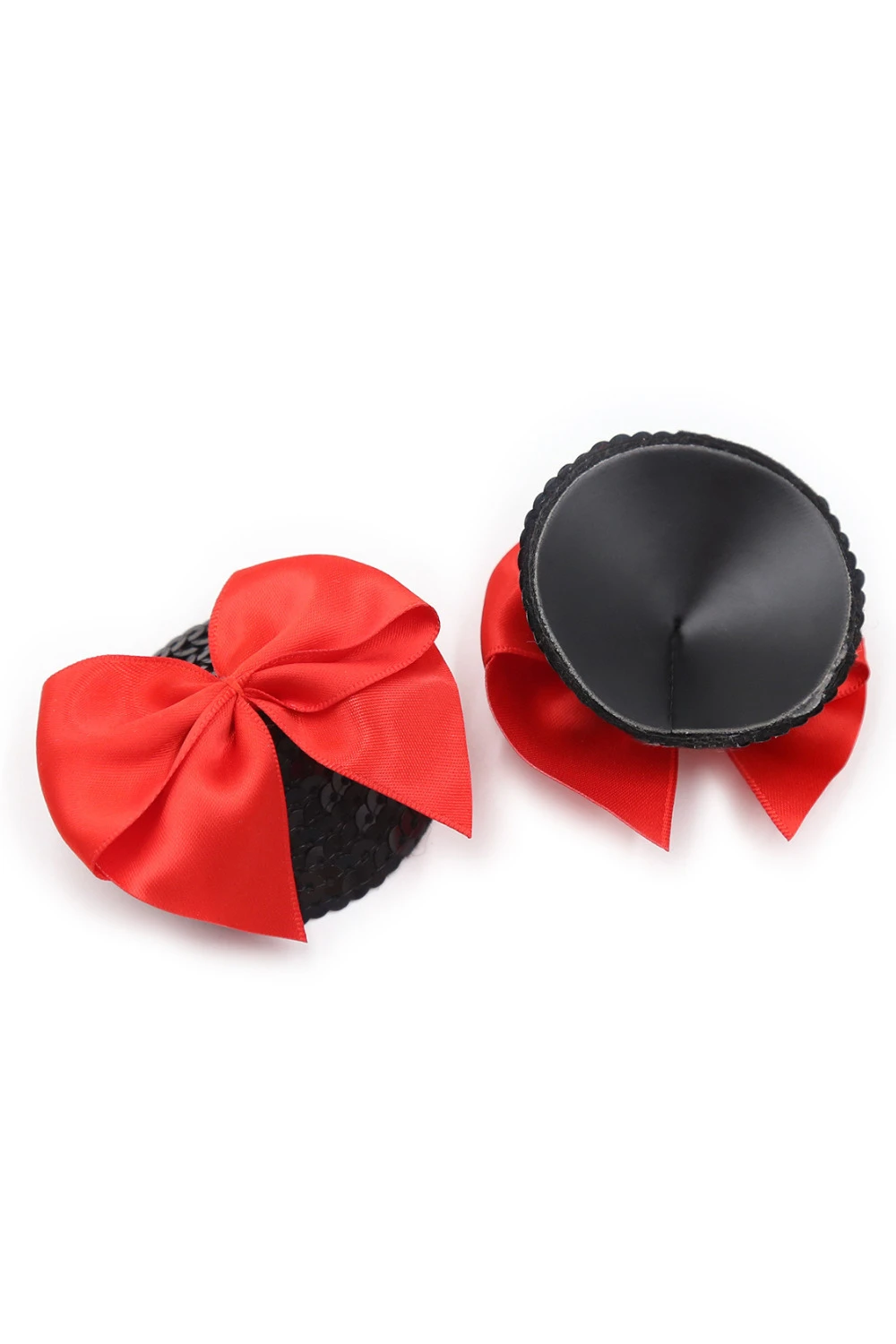 Nippelsticker BL275025 Nippel-Patches mit Pailetten und Schleife, schwarz/rot