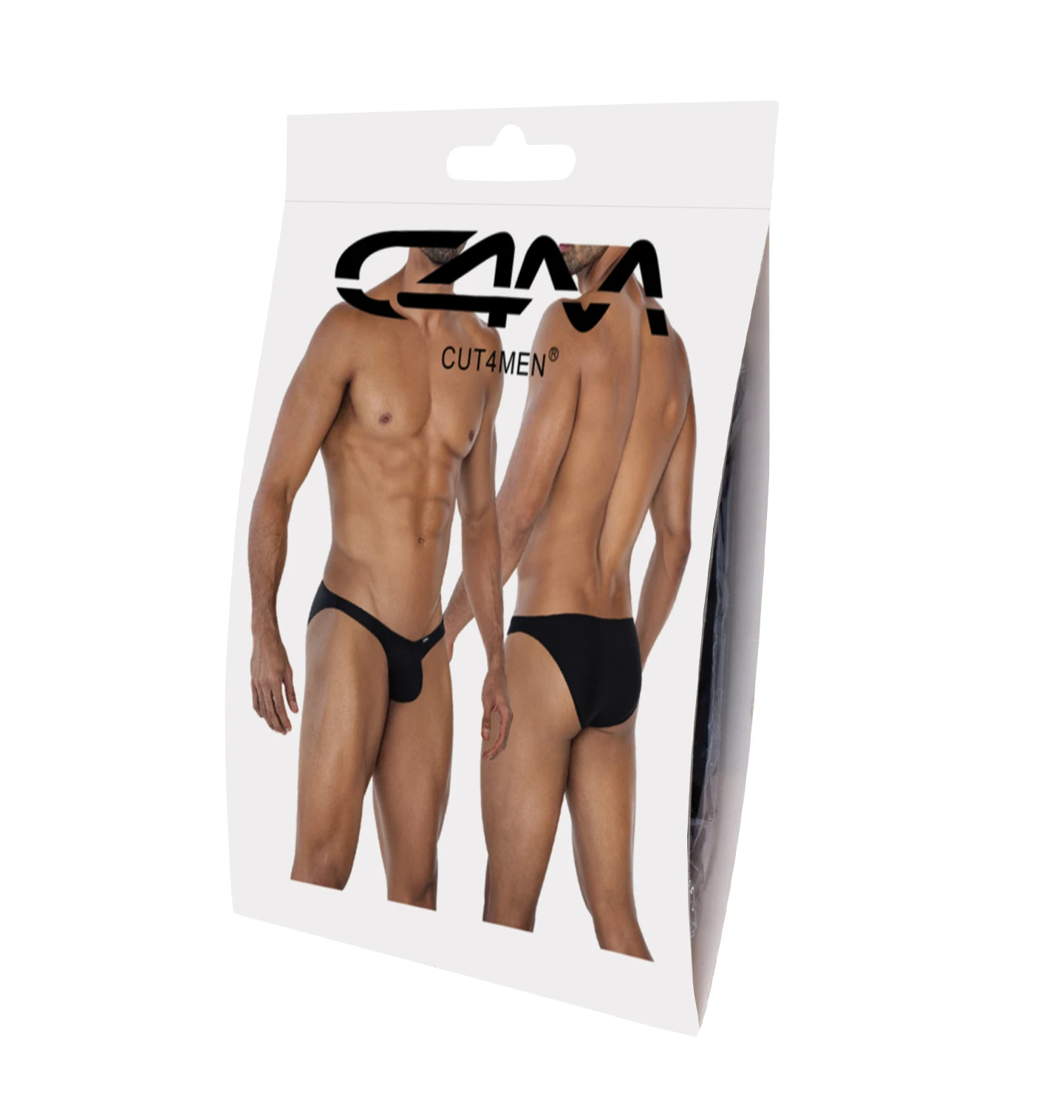Schwarzer Low Rise Bulge Brief C4MSPXBUL01, Sportlich, formstark und komfortabel, Mikrofaser-Slip mit Logo von CUT4MEN