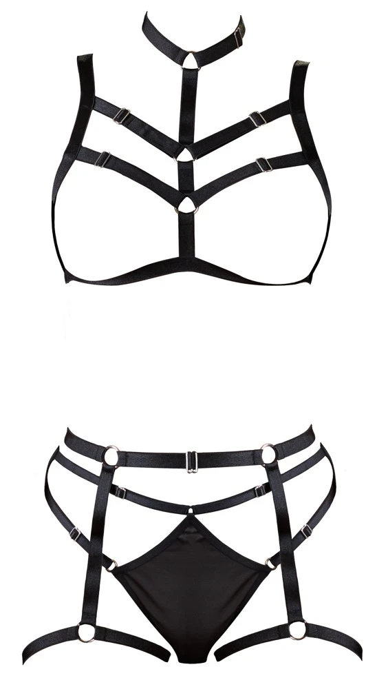 Cottelli LINGERIE Verruchtes Bondage Set Dessous Set Brust- und Hüftharness