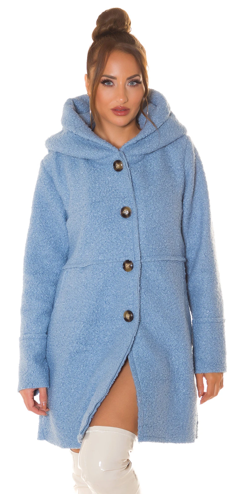 Chic Kapuzen Mantel im Boucle Look Chic Kapuzen Mantel im Boucle Look