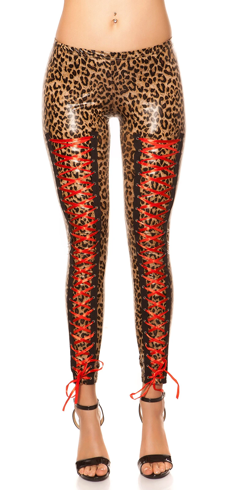 Extravagante Leggings mit Corsagen-Schnürung