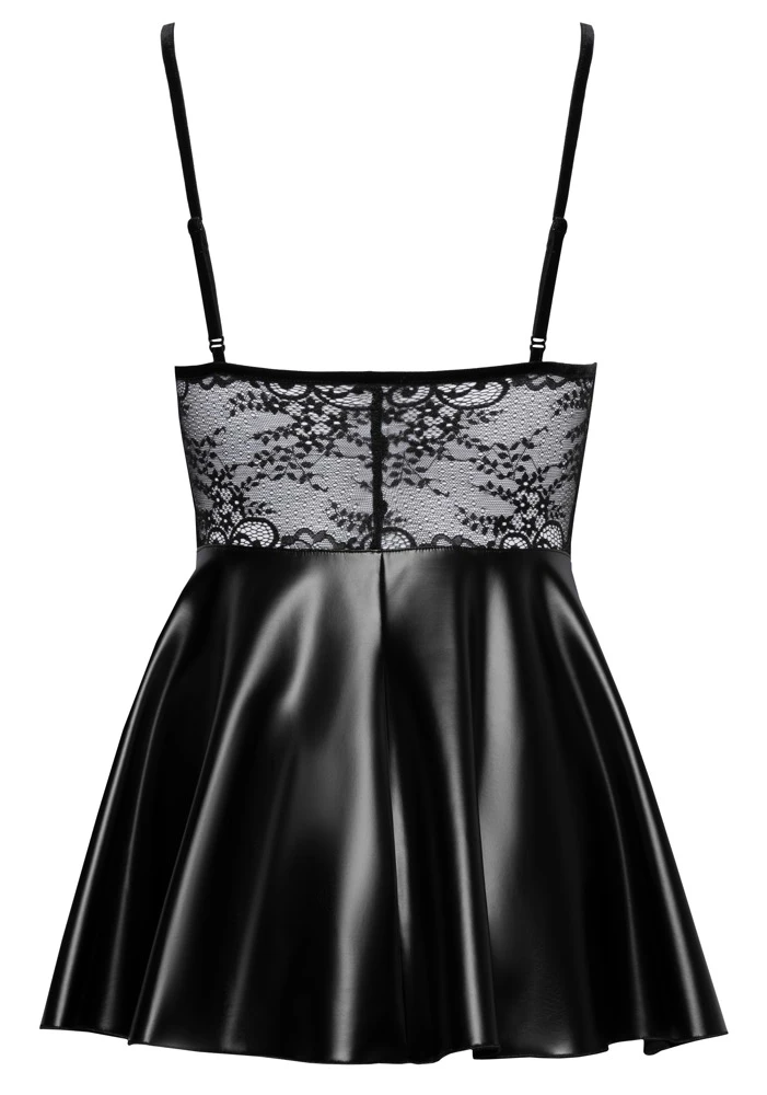 Minidress aus Powerwetlook und Spitze, Spitzen-Oberteil für ein betörendes Dekolleté mit Wetlook Rockteil