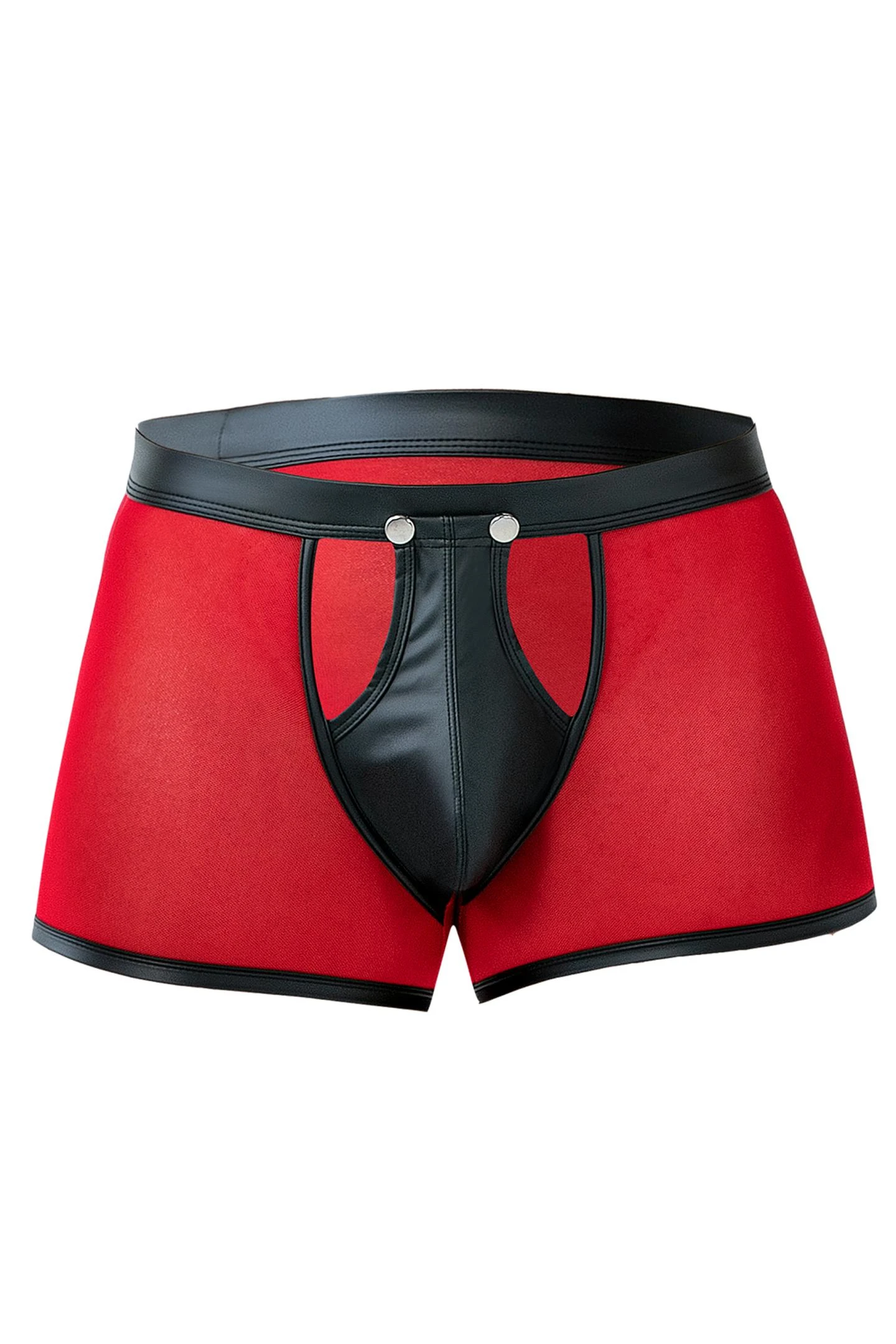 Roter Sheer Boxer C4MRAV101 aus feinem dehnbarem Netz mit glattem Bund und aufklappbarem Suspensorium durch Druckknöpfe von CUT4MEN