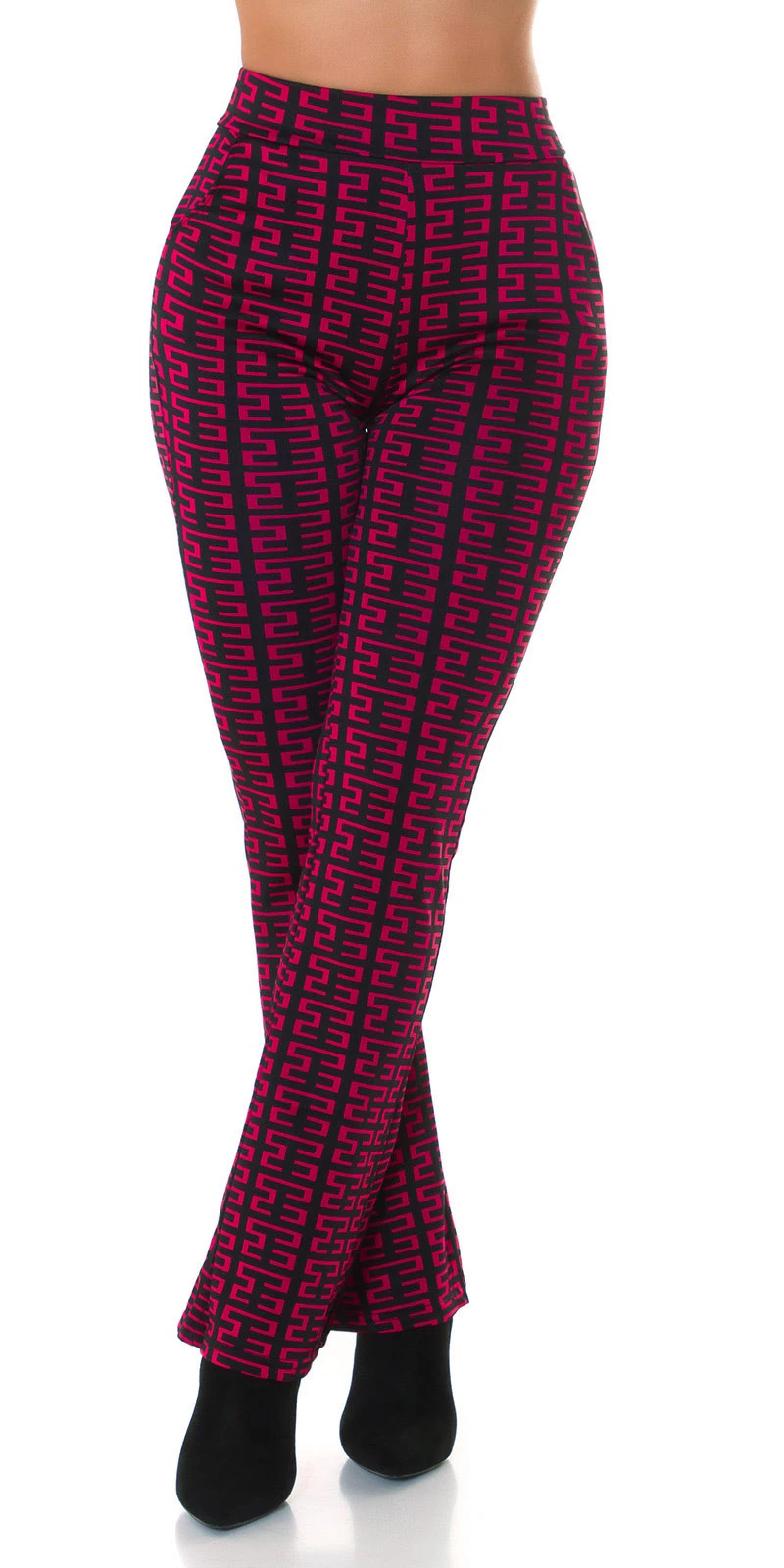 Printed High Waist Stretch Hose mit Schlag Printed High Waist Stretch Hose mit Schlag