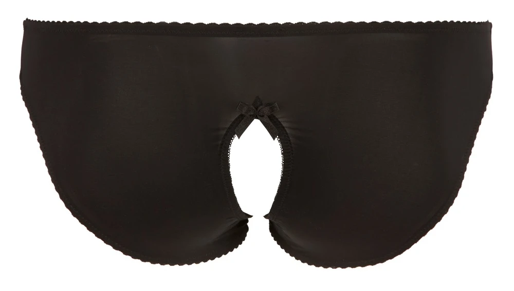Cottelli CURVES Slip ouvert mit Spitzeneinsatz offen im Schritt Curvy