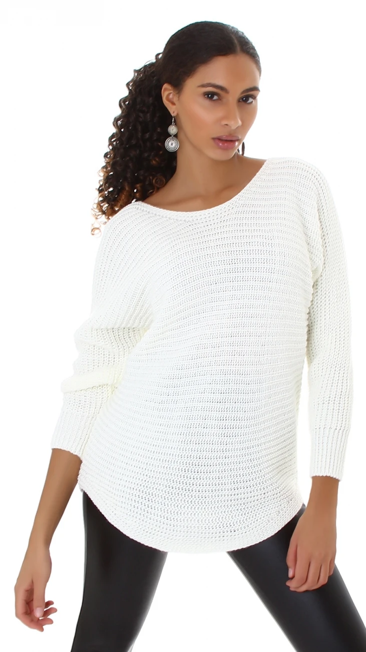 Weicher Rundhals Uni Strick Long Pullover Weicher Rundhals Uni Strick Long Pullover