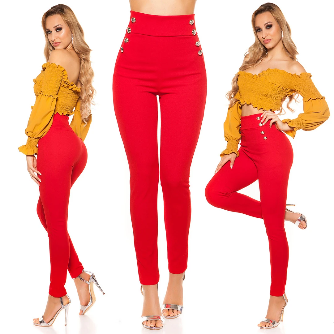 Business High Waist Leggings Stoff Hose mit Marine Effekt Business High Waist Leggings Stoff Hose mit Marine Effekt