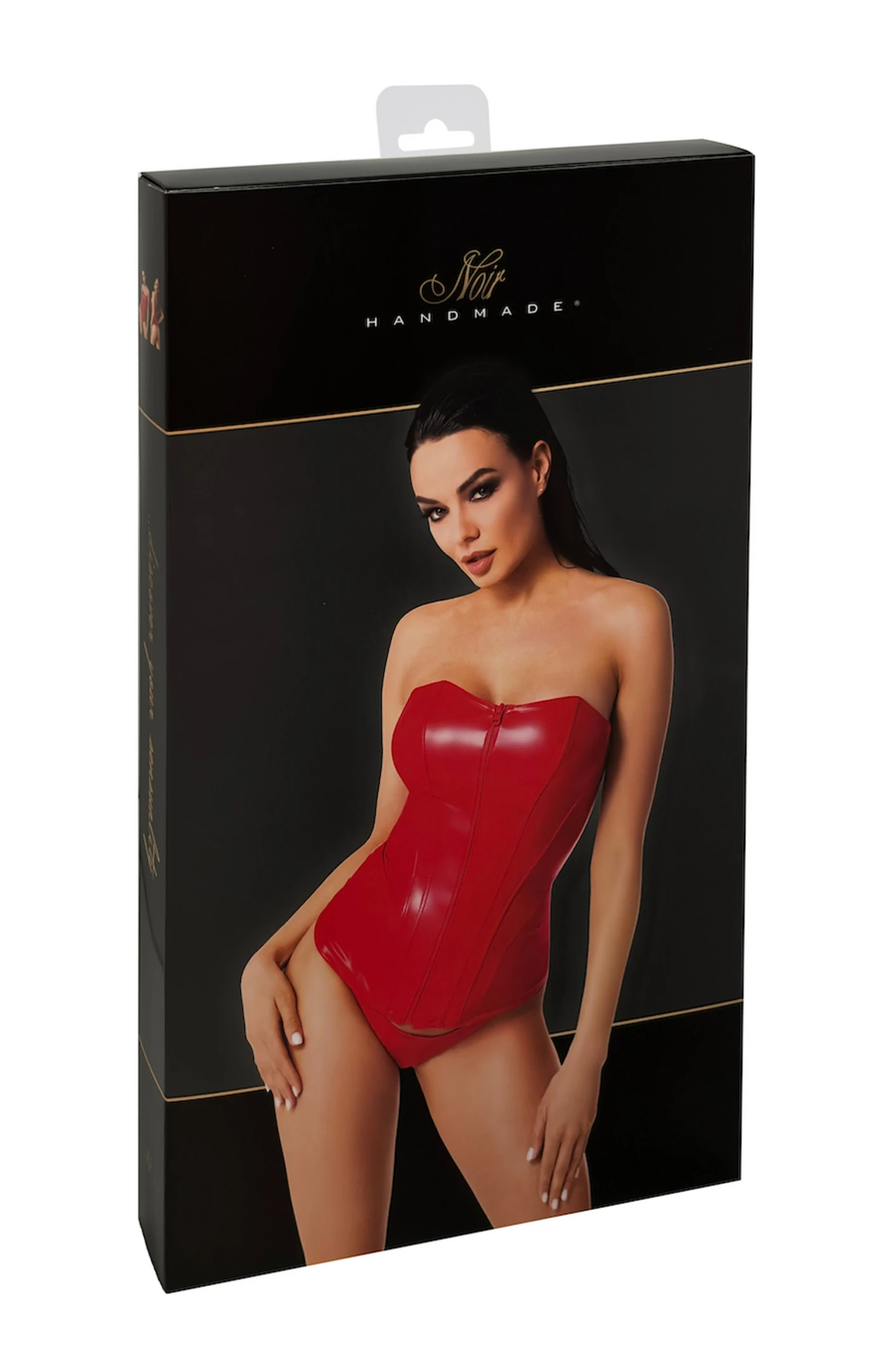 F355 Wetlook Corsagen-Top rot, Corsagen-Top ohne Träger von Noir Handmade: Glattes Wetlook-Material & durchgehender Reißverschluss! F355 Wetlook Corsagen-Top rot, Corsagen-Top ohne Träger von Noir Handmade: Glattes Wetlook-Material & durchgehender Reißverschluss!