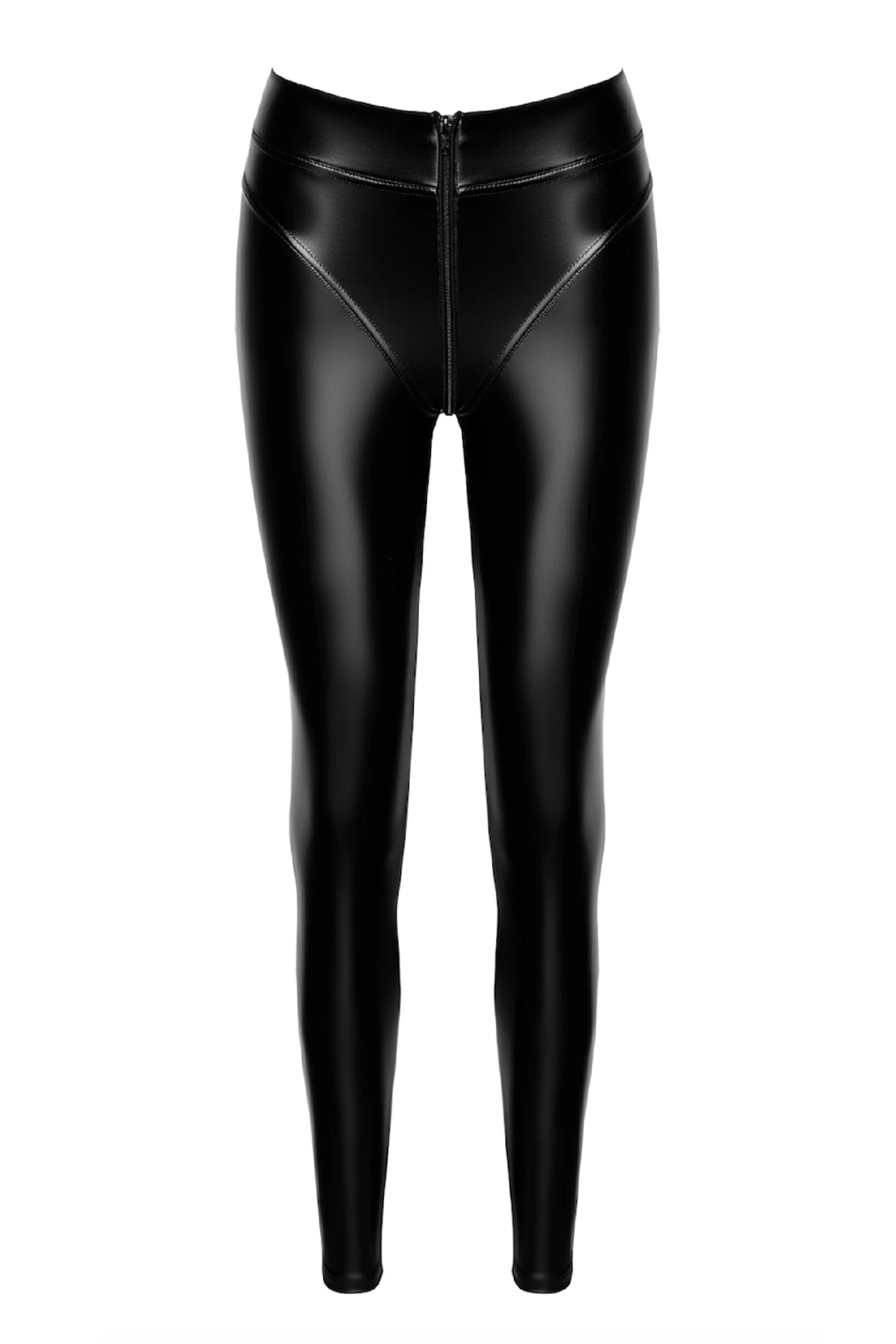 F332 Ouvert Wetlook Leggings, Schwarze Leggings mit 2-Wege Reißverschluss: Dehnbares Material für komfortable Eleganz F332 Ouvert Wetlook Leggings, Schwarze Leggings mit 2-Wege Reißverschluss: Dehnbares Material für komfortable Eleganz