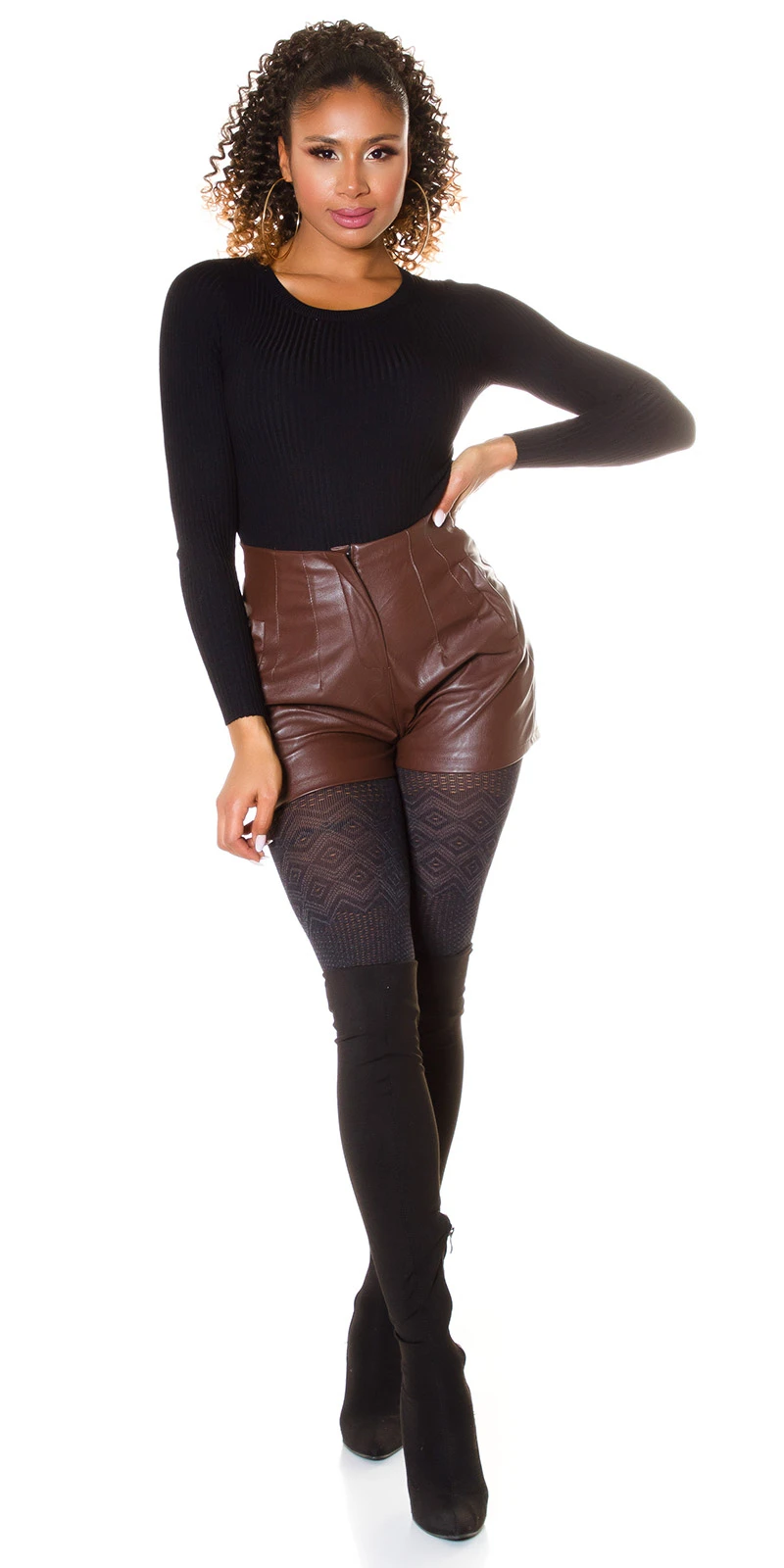 Leder Look High Waist Shorts Leder Look High Waist Shorts