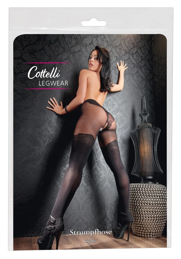 Cottelli raffinierte Overknee-Strumpfhose mit offenem Schritt und Öko-Tex Zertifizierung