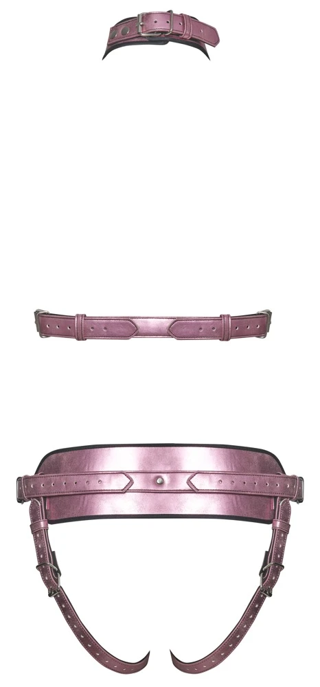 Bad Kitty StrapOn Set, Glänze im Spiel der Sinne mit einem verführerischen Harness-Set in schillerndem Rosé-Metallic, verstellbar für Deinen perfekten Sitz