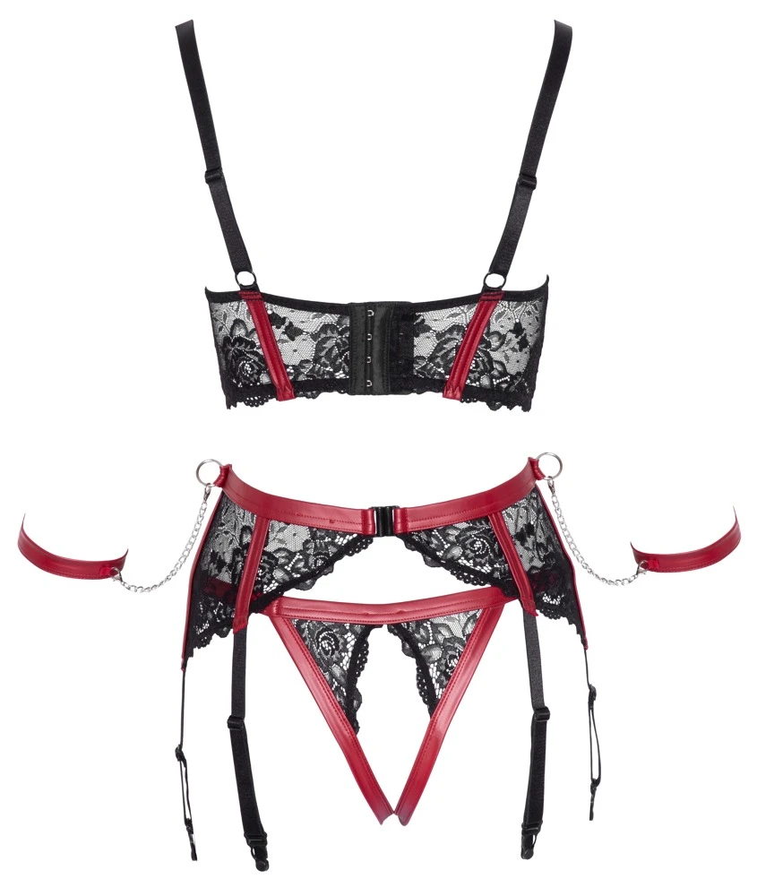 Cottelli Verführerische Versuchung: Dessous-Set mit Handfesseln und edler Spitze