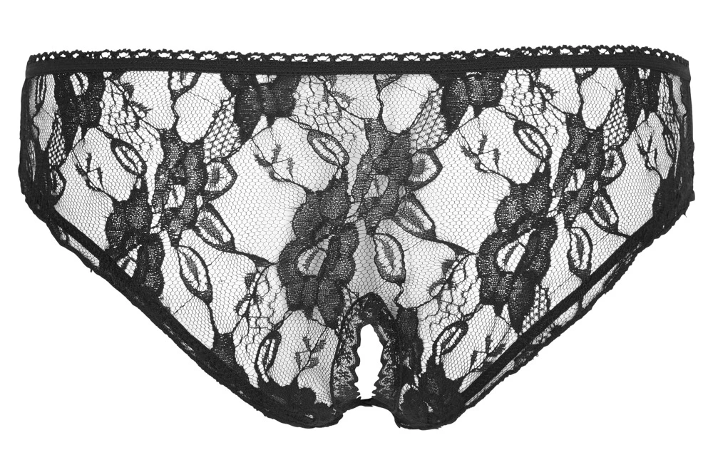 Cottelli LINGERIE offner Slip komplett aus zarter floraler Spitze Femininer Slip