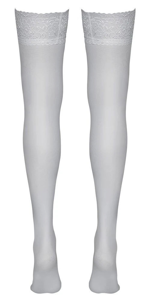 Cottelli Pure Eleganz: Halterlose Strümpfe mit rutschfestem Silikonband und zarter Spitze in strahlendem Weiß