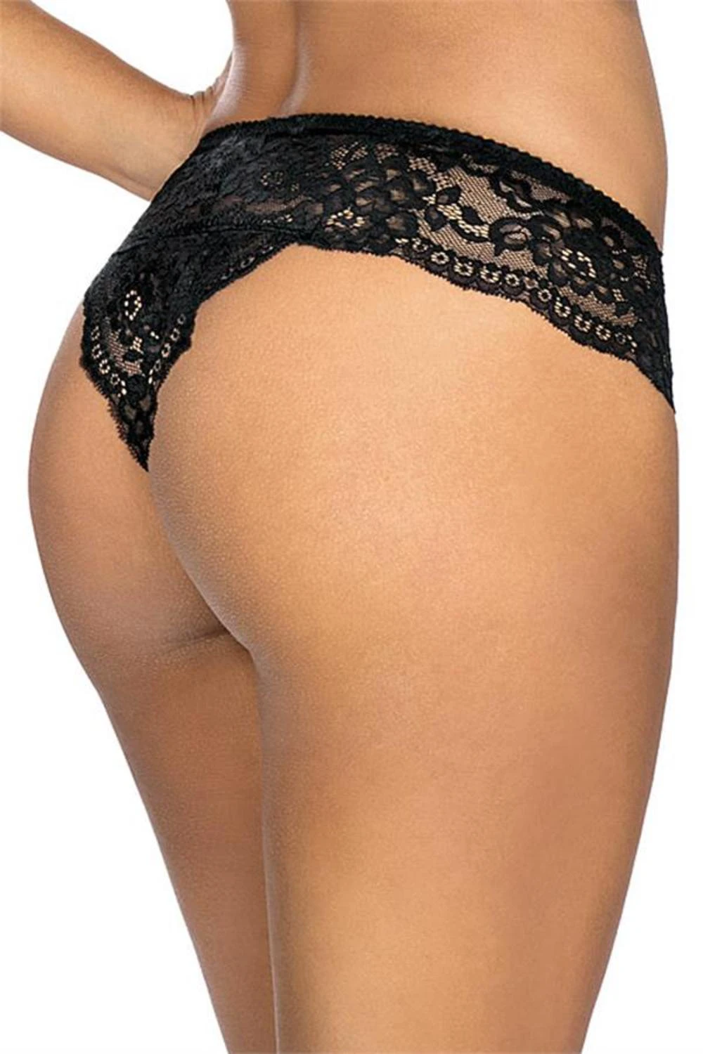 Axami bezaubernder Tanga in beige mit schwarzer Spitze Axami bezaubernder Tanga in beige mit schwarzer Spitze