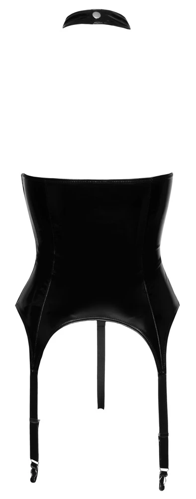 Set von Black Level bestehend aus Strapshemd und String im schwarzen Lackglanz. Strapshemd vorne mit großem Cut-out unter einer variablen Schnürung. Set von Black Level bestehend aus Strapshemd und String im schwarzen Lackglanz. Strapshemd vorne mit großem Cut-out unter einer variablen Schnürung.