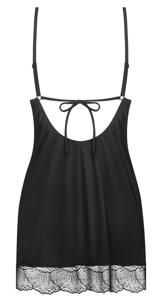 Obsessiv mit Spitze verziertes Babydolls & Negligés, verstellbare Träger, Schmuckdetail, feiner schwarzer Material-Mix Obsessiv mit Spitze verziertes Babydolls & Negligés, verstellbare Träger, Schmuckdetail, feiner schwarzer Material-Mix