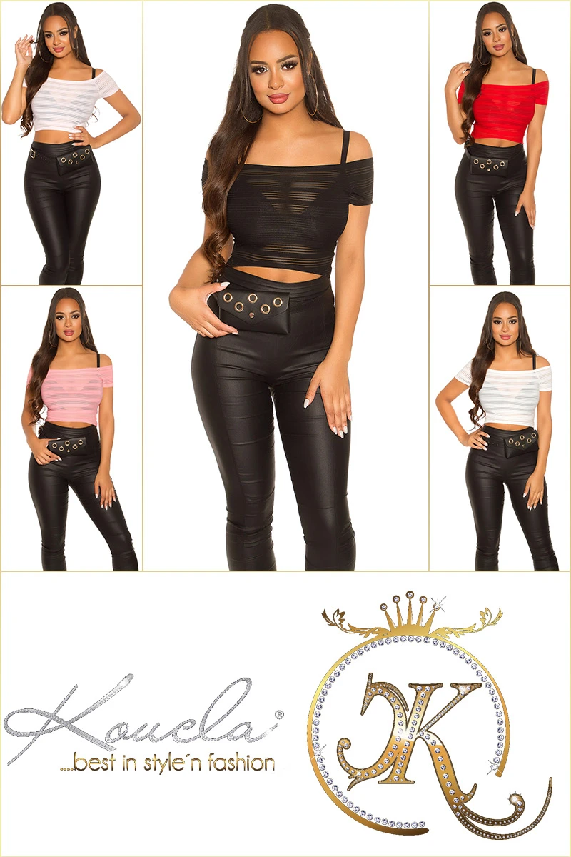 Sexy Carmen Crop Off Shoulder Shirt mit Kurzarm