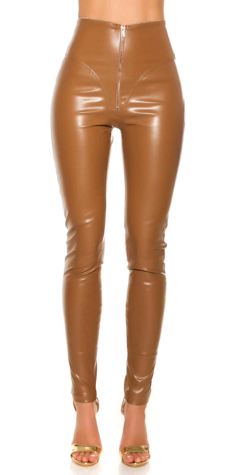 Highwaist Leggings im Wet Look mit Zipper Highwaist Leggings im Wet Look mit Zipper