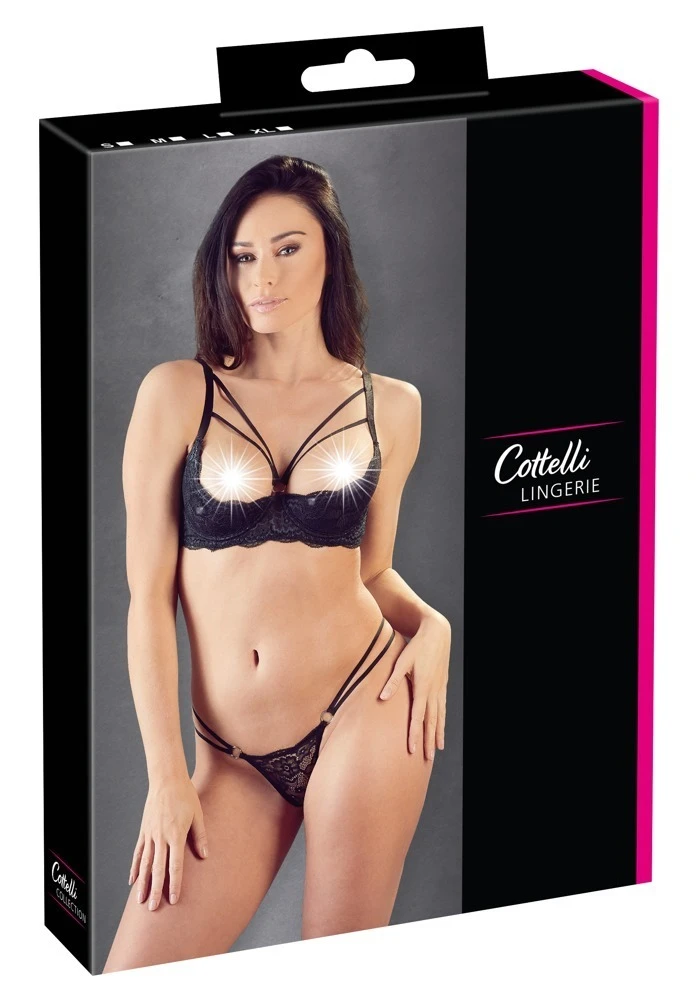Cottelli LINGERIE Hebe BH und String dekorativen Riemendetails im Dekolleté mit feiner Spitze