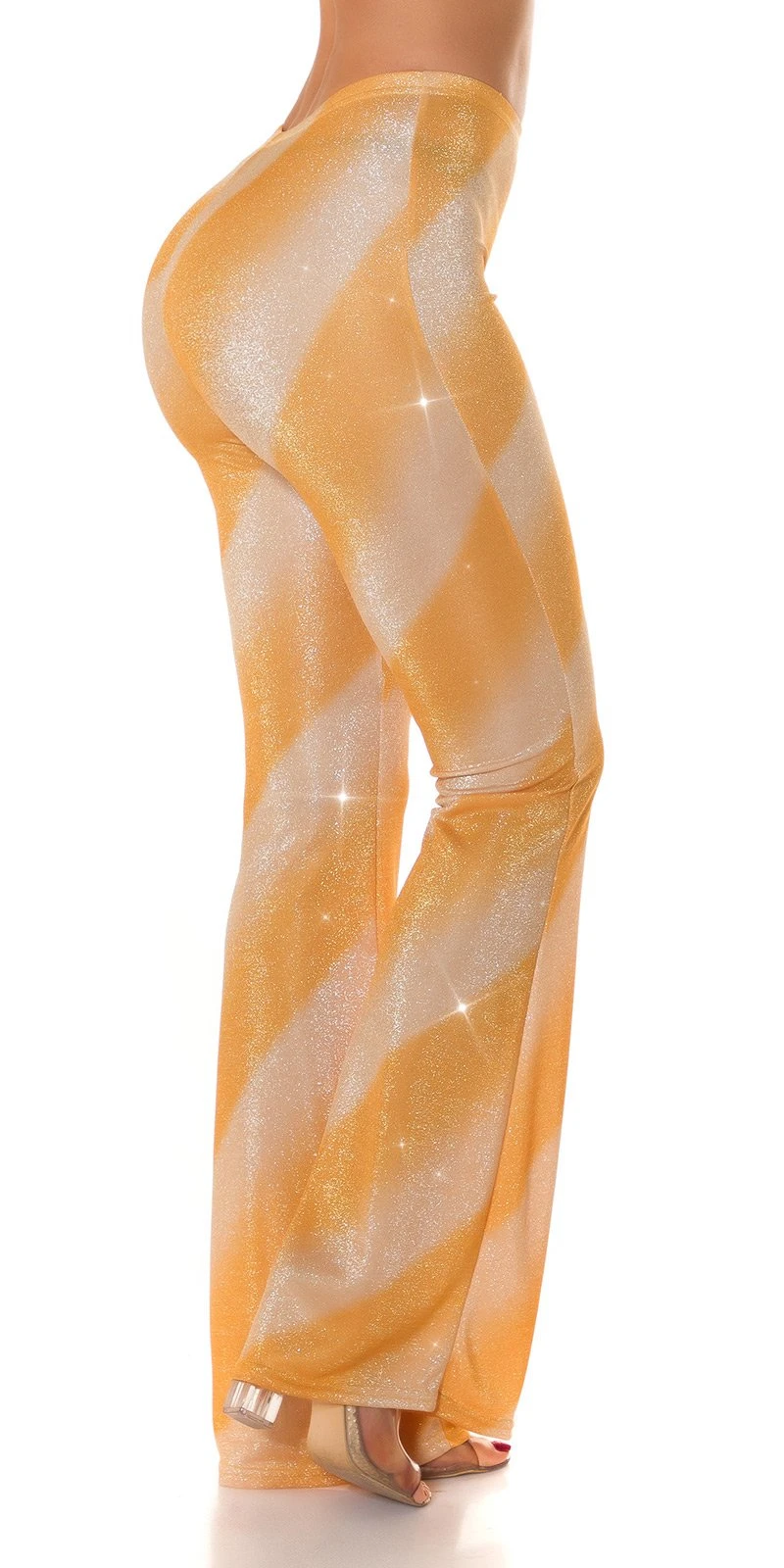 Glitter Streifen High Waist Hose mit Schlag Glitter Streifen High Waist Hose mit Schlag