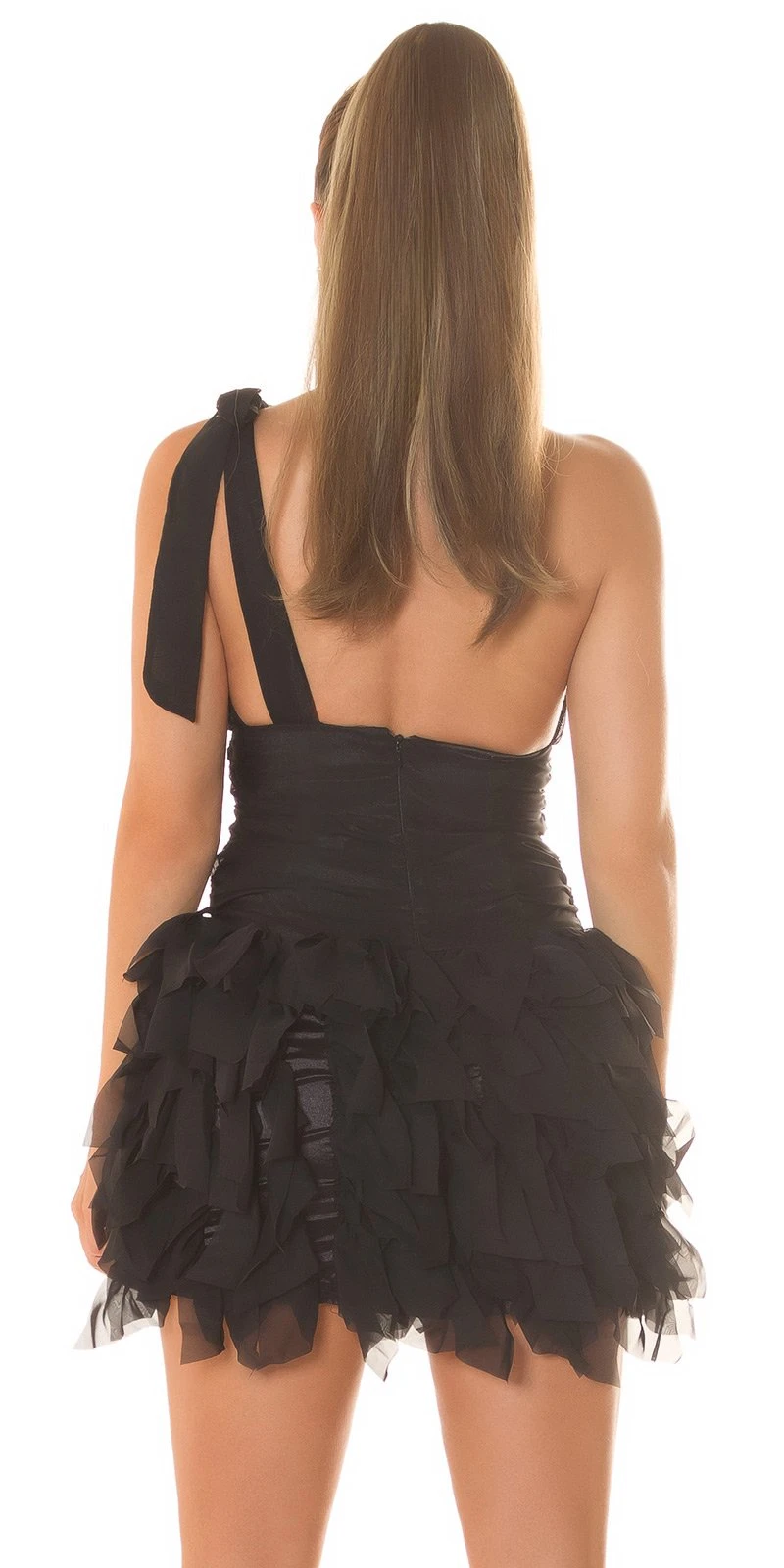 One Shoulder Chiffon Satin Look Party Minikleid One Shoulder Chiffon Satin Look Party Minikleid