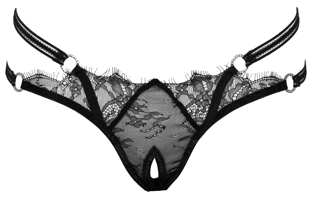 Cottelli LINGERIE Riostring ouvert Eyelash-Spitze mit Strasselementen