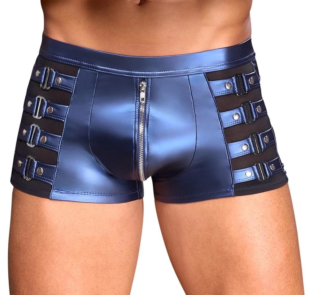 Eng anliegende Pants von NEK im blauen Metallic-Mattlook mit Nieten, Powernet-Einsätzen und hohem Tragekomfort Eng anliegende Pants von NEK im blauen Metallic-Mattlook mit Nieten, Powernet-Einsätzen und hohem Tragekomfort