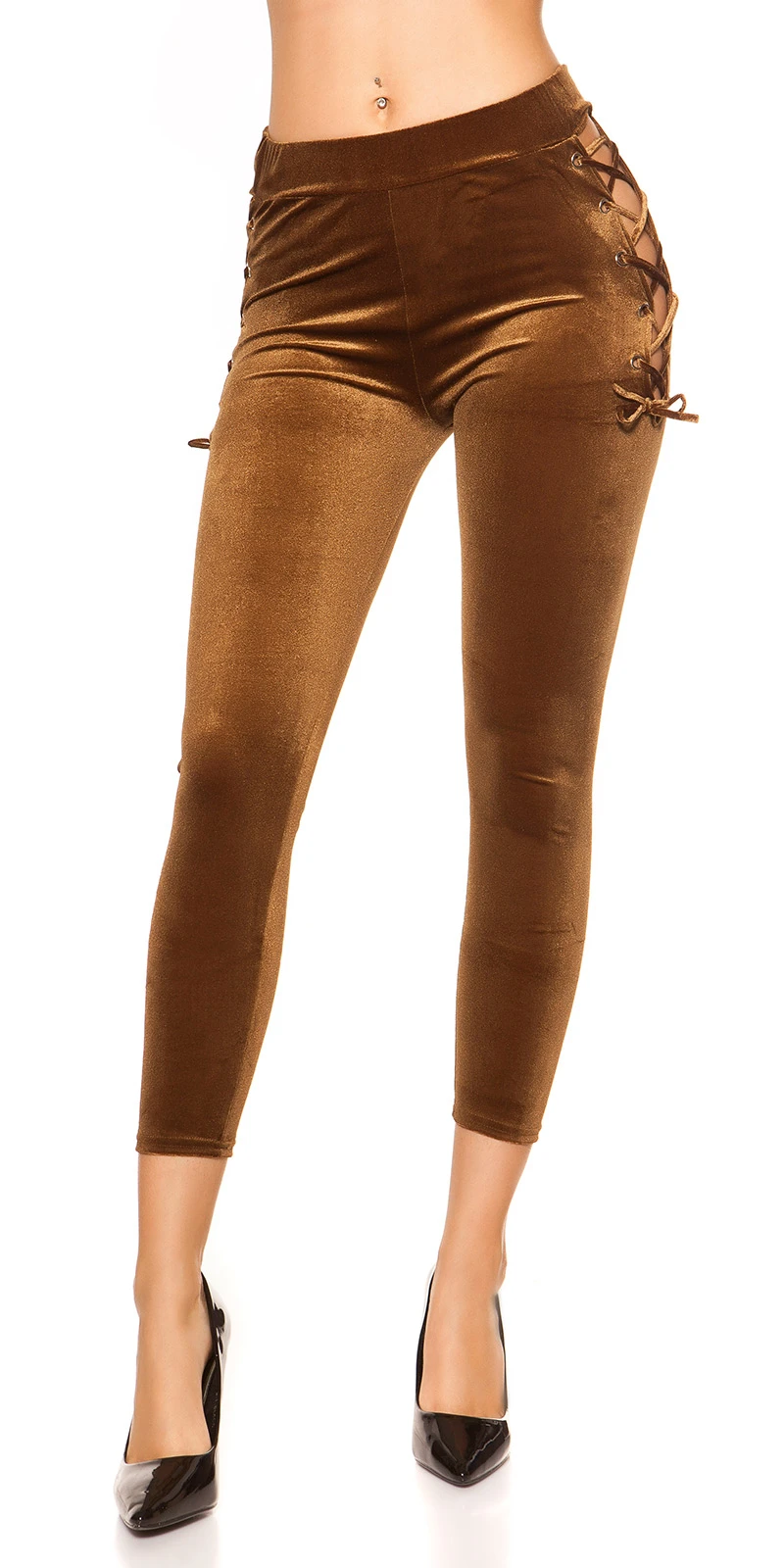Smat Optik Leggings mit Cutout und Deko Schnürung