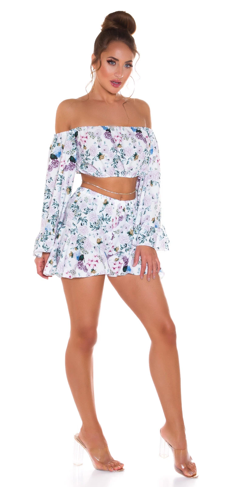 Flower Printed Summer Freizeit Shorts mit Volant-Effekt Flower Printed Summer Freizeit Shorts mit Volant-Effekt