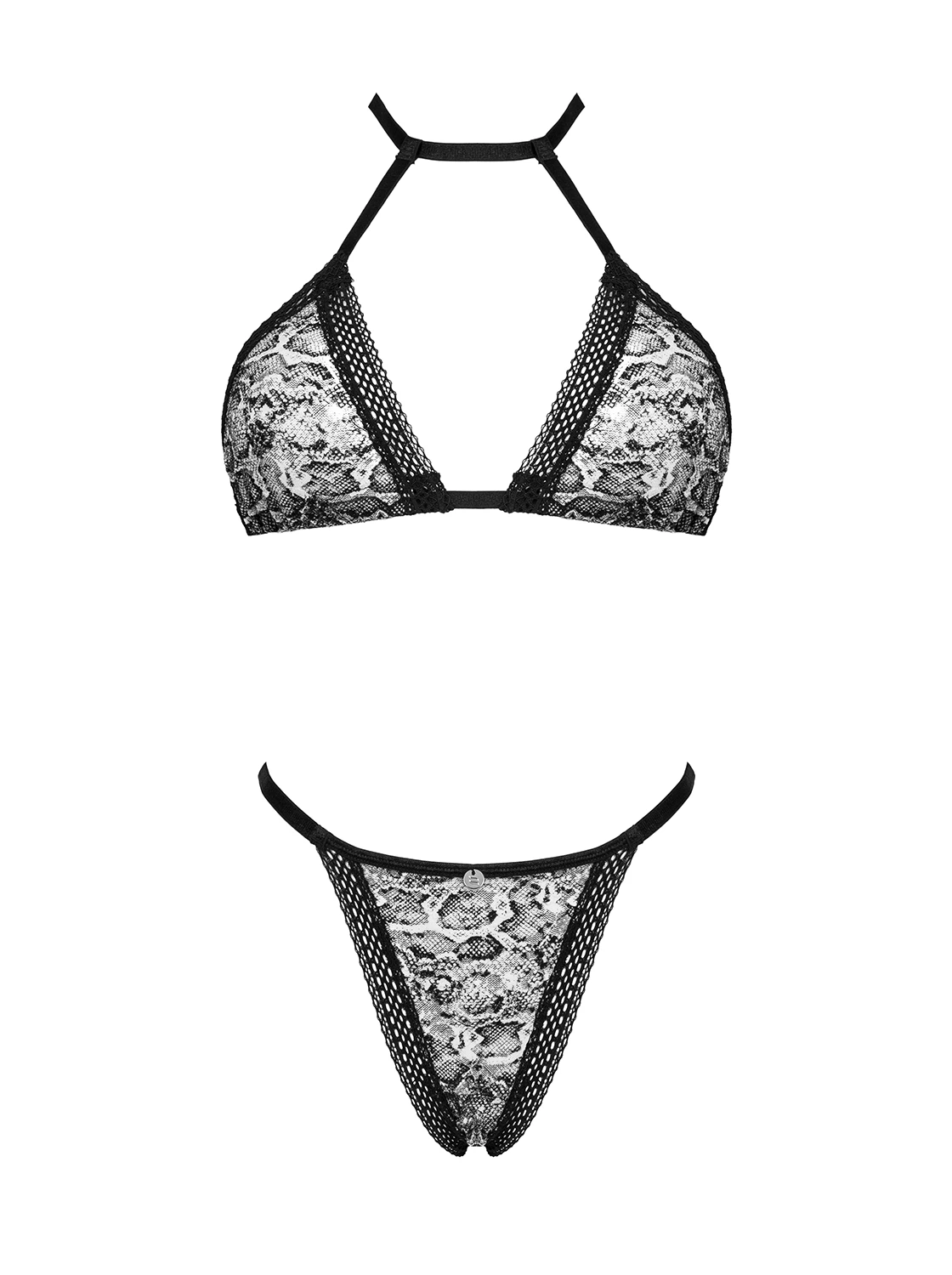 Transparentes elastisches Dessous Set mit Tiermuster von Obsessive