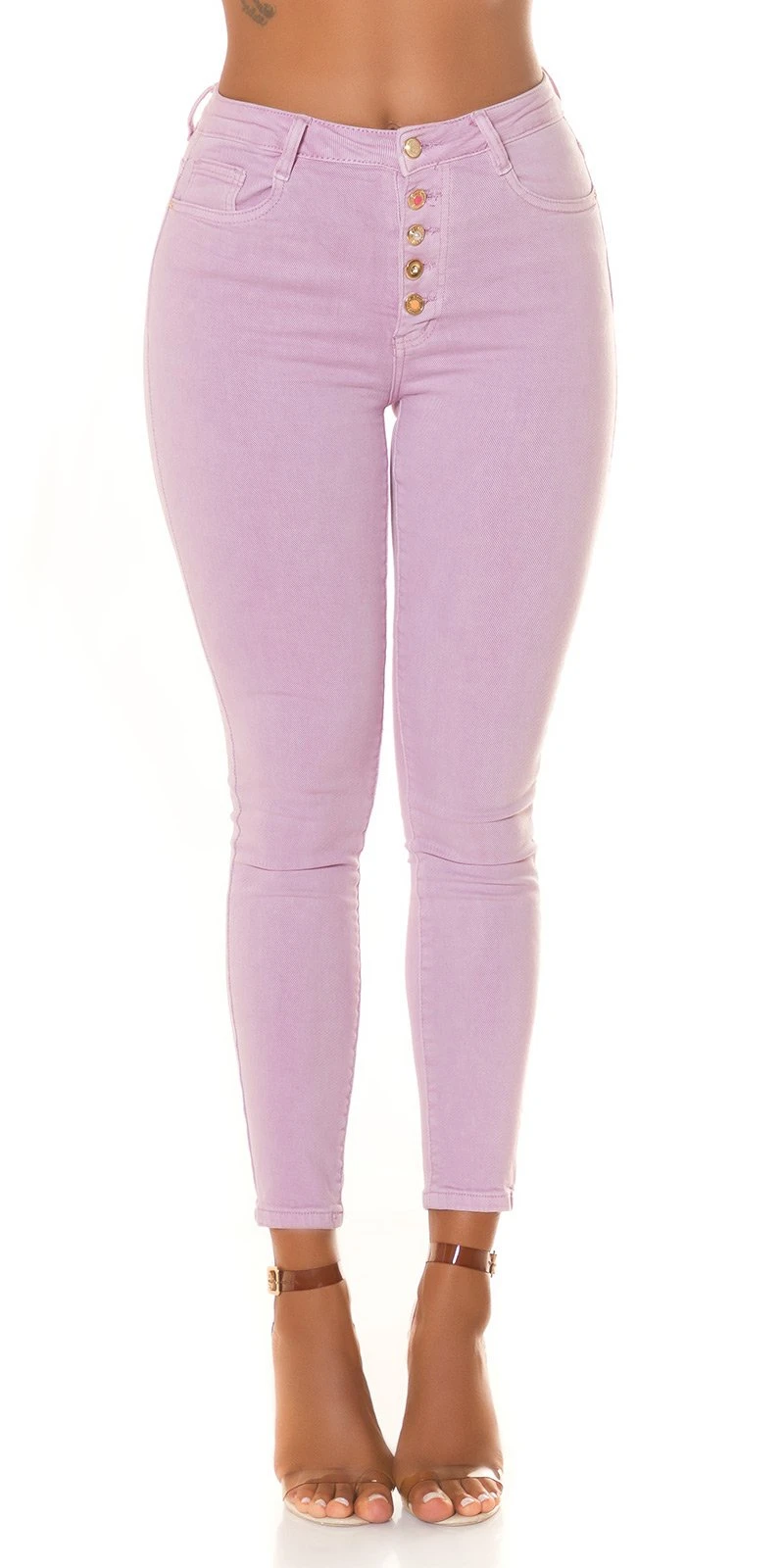 Coloured Highwaist Röhrenjeans Skinny Jeans Hose mit Knopfleiste Knöpfe Coloured Highwaist Röhrenjeans Skinny Jeans Hose mit Knopfleiste Knöpfe