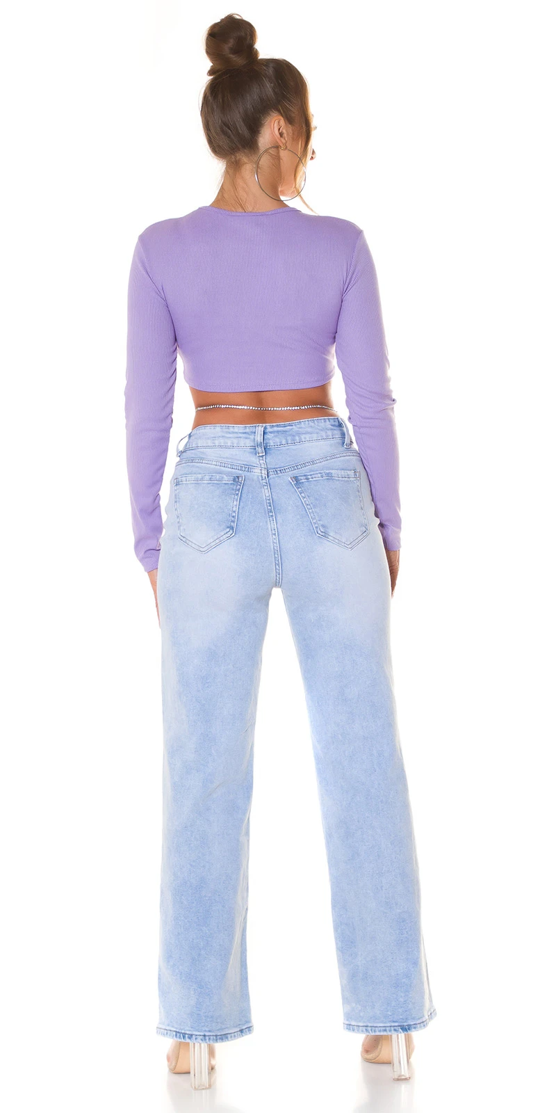 Sweet Langarm Crop Top mit Schleifen-Effekt und Cutout Sweet Langarm Crop Top mit Schleifen-Effekt und Cutout