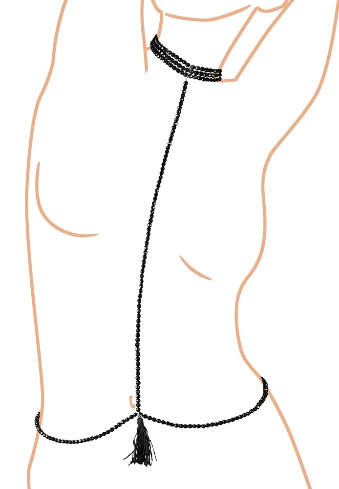 Cottelli Verführerische Elastische Perlenkette mit Bauchschmuc, Erotische Körperkette  in schwarz