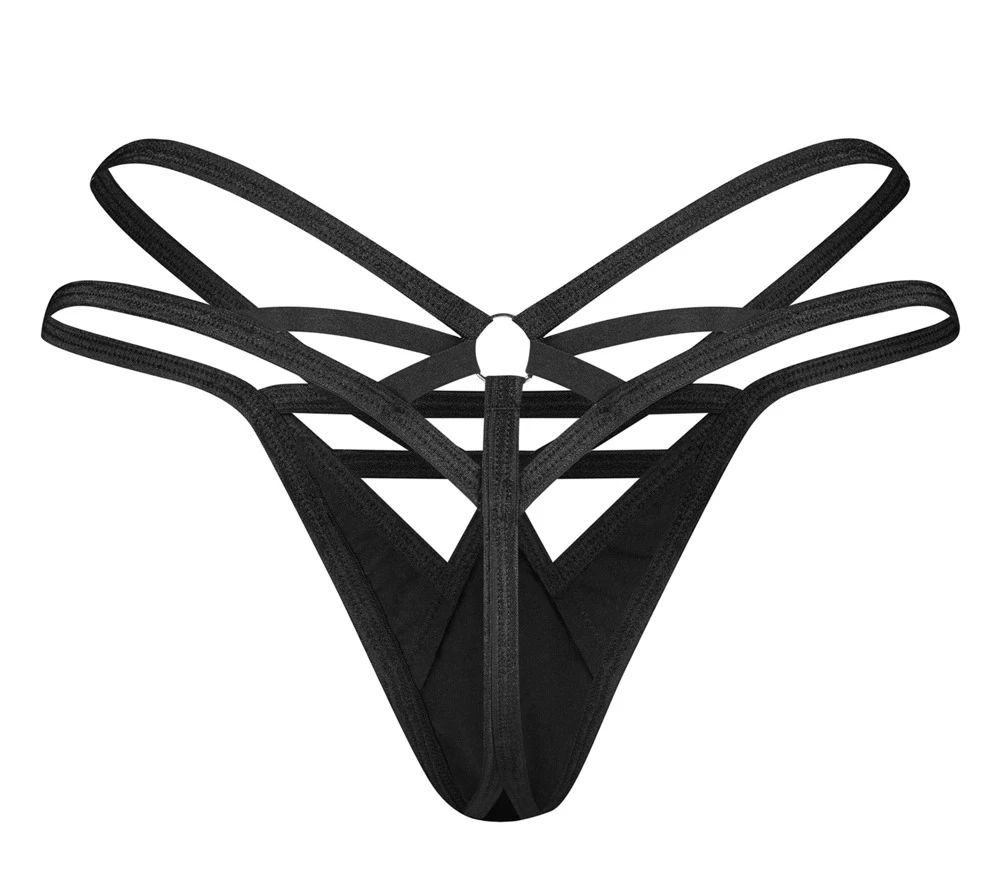 String Keira Lise – Schwarzer Lack-String in glänzender Riemen-Optik mit dekorativem Ring hinten, soft, dehnbar und extrem sexy von Obsessive String Keira Lise – Schwarzer Lack-String in glänzender Riemen-Optik mit dekorativem Ring hinten, soft, dehnbar und extrem sexy von Obsessive