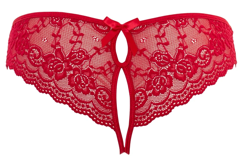 Cottelli LINGERIE Spitzenslip offen elastischer Spitze schleifenverzierten Cut-Outs